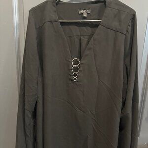 Goldray Women's 2X Black Long Sleeve Blouse